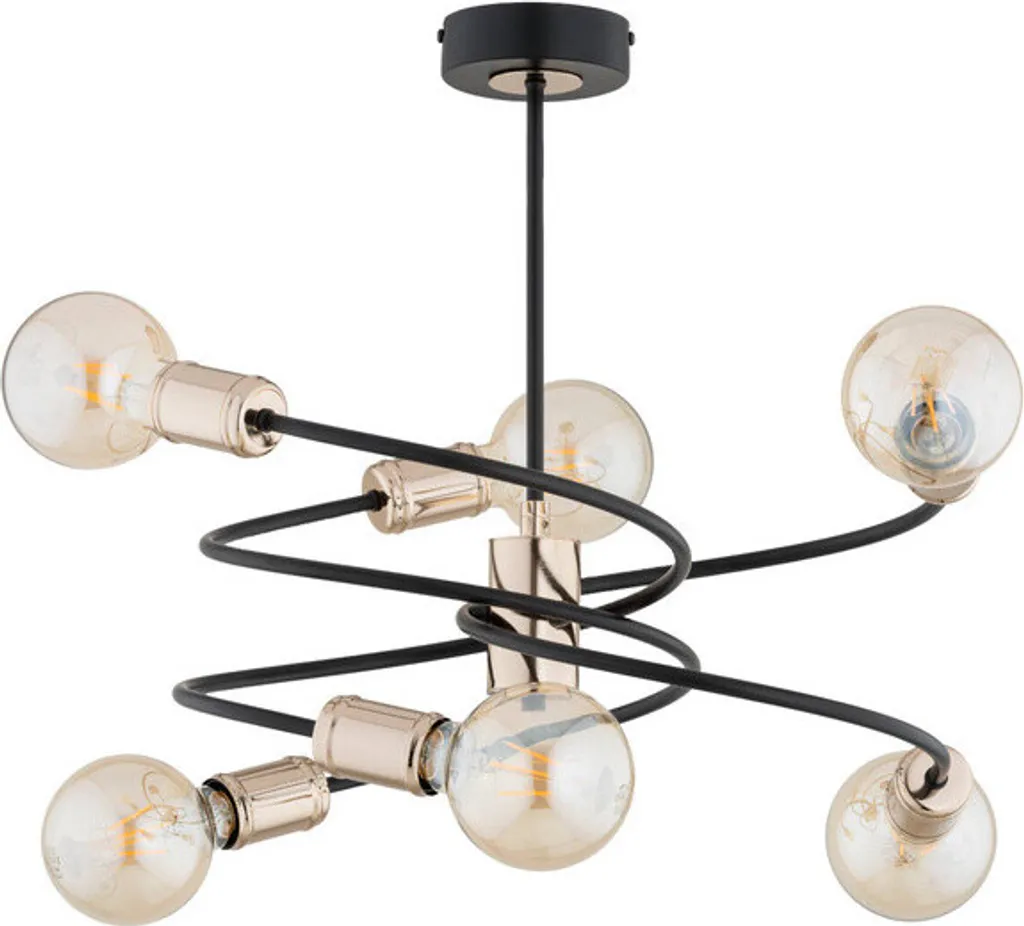 Plafonnier salon industriel noir 6 lampes DISCO pour éclairage de loft