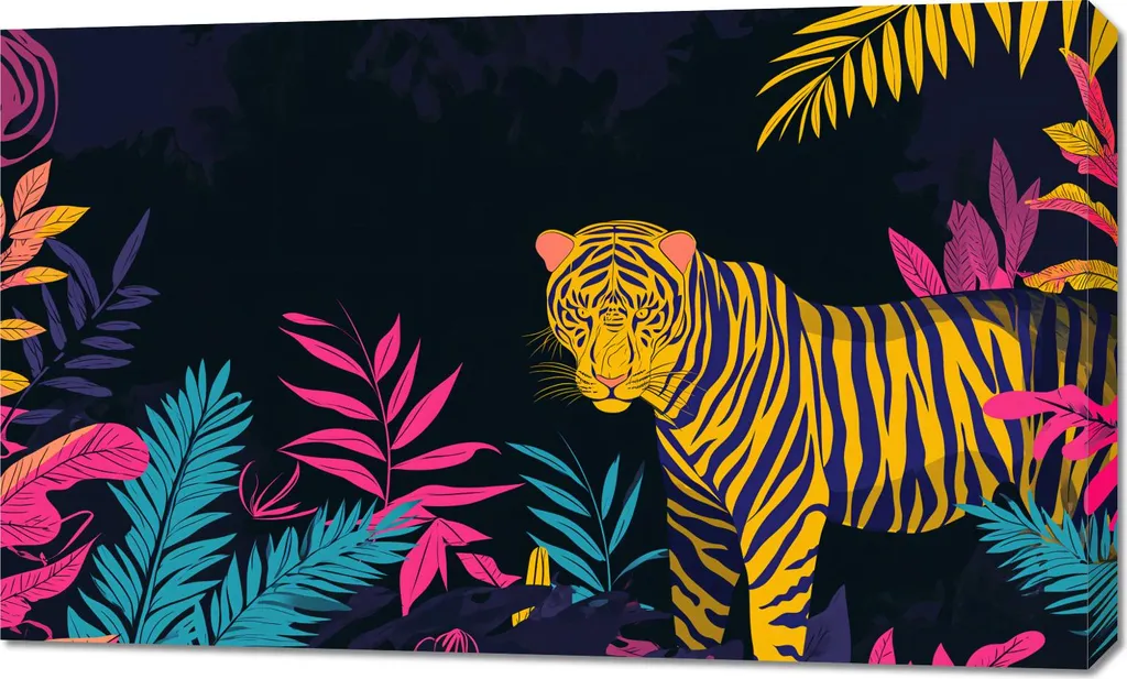 Tableau Image 100 x 60 cm Tigre déchiqueté - Décoration Murale Premium