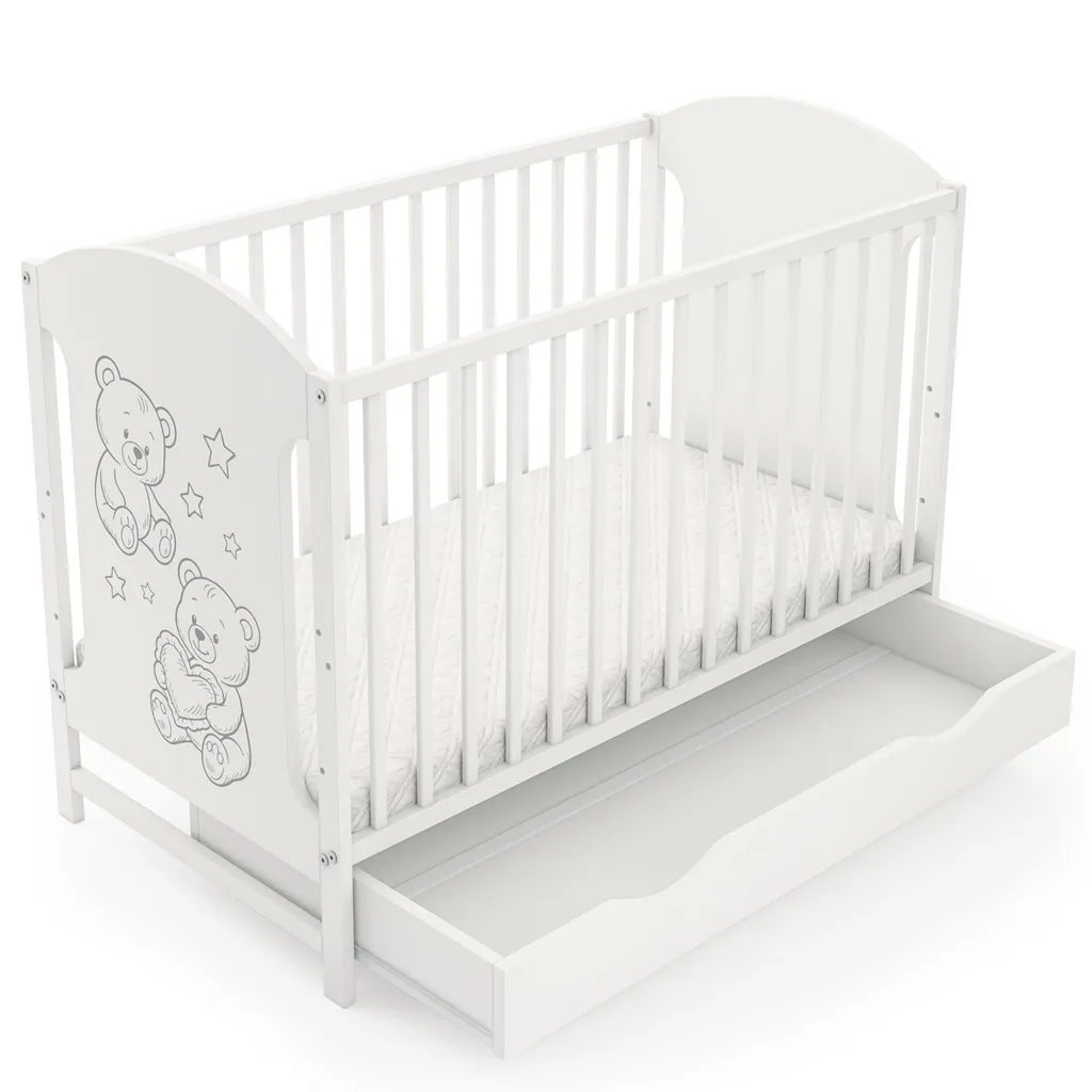 Lit bébé Hugo 60x120 cm idéal pour optimiser l'espace de la chambre