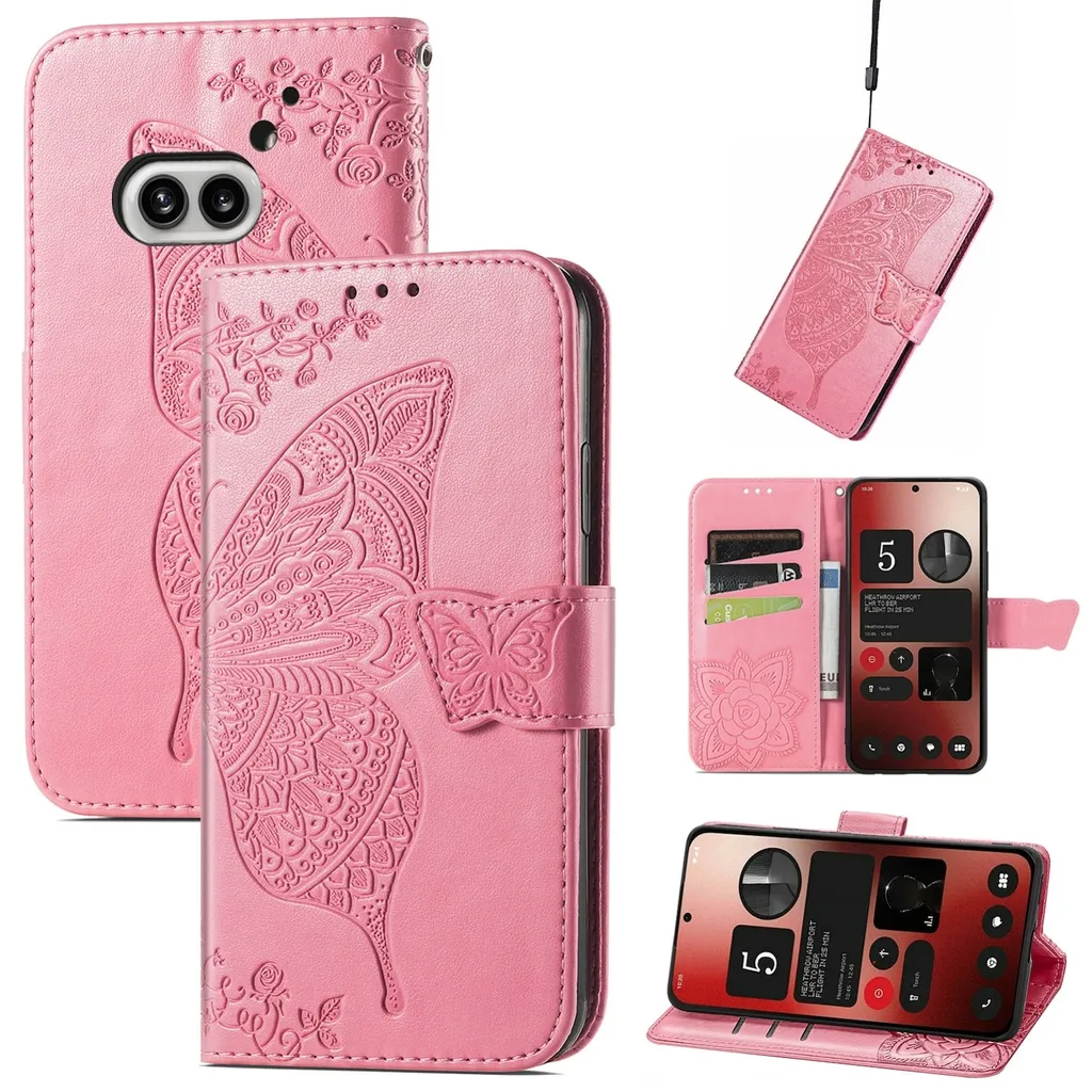Cover Nothing Phone 2a Plus Rosa Farfalla | Protezione Ecopelle 360