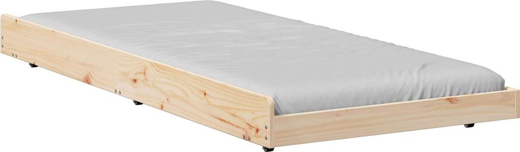 vidaXL Bettrahmen Natur 100 x 200 cm Massives Kiefernholz