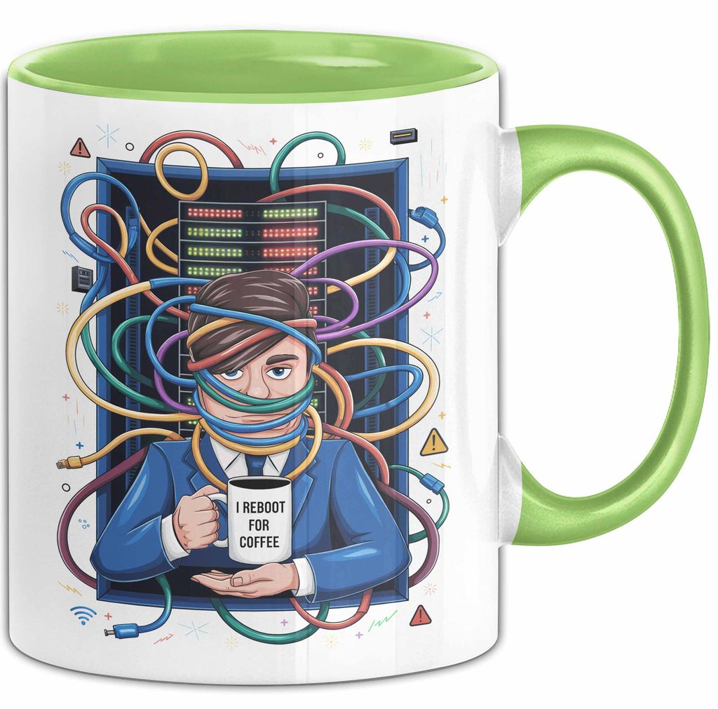 IT Administrator Tasse Geschenk Lustige Geschenkidee Spruch Für Netzwerk Helden (Grün)