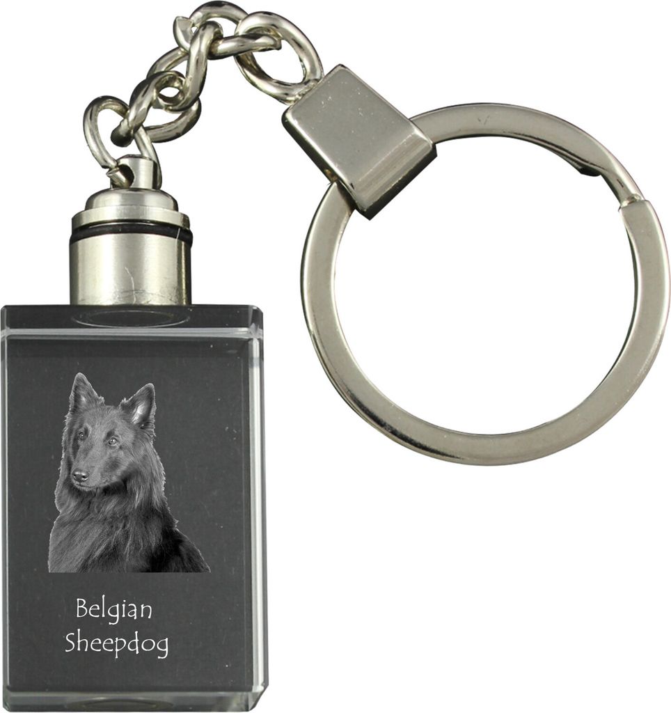 Tervueren Belgischer Schäferhund - Schlüsselanhänger aus Kristall mit Hundefoto, beleuchteter Schlüsselanhänger, einzigartiges Geschenk der Ma...