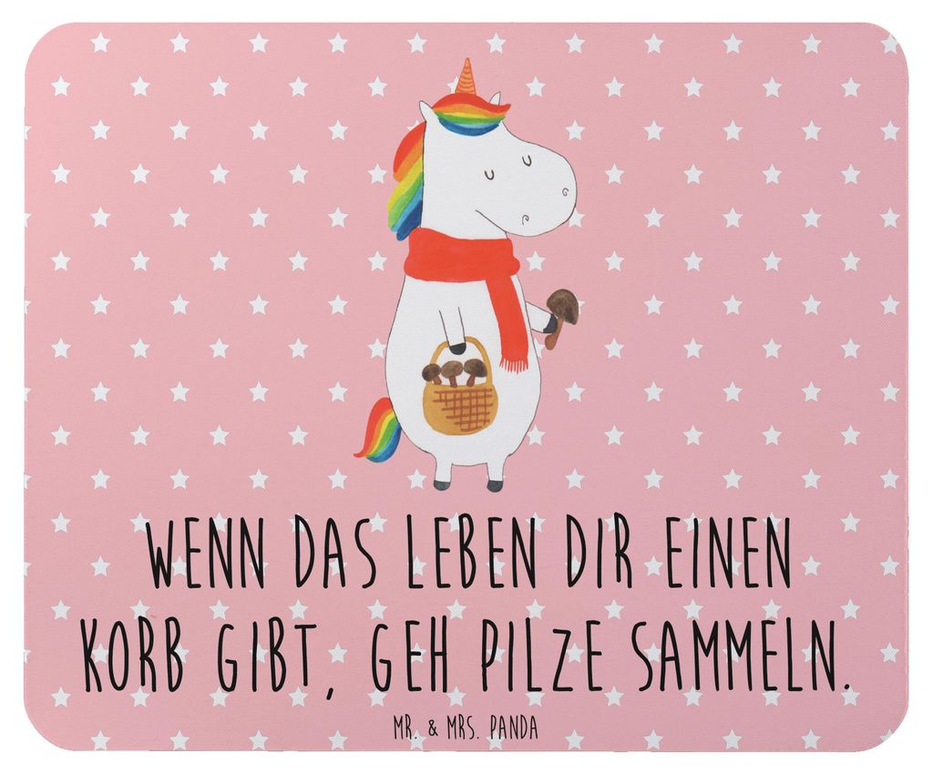 Mr. & Mrs. Panda Mauspad Einhorn Pilz - Rot Pastell - Geschenk, Liebeskummer, Pilze, Spruch, Unicorn, Mousepad, Mouse Pad, Einhörner, computer, mo...