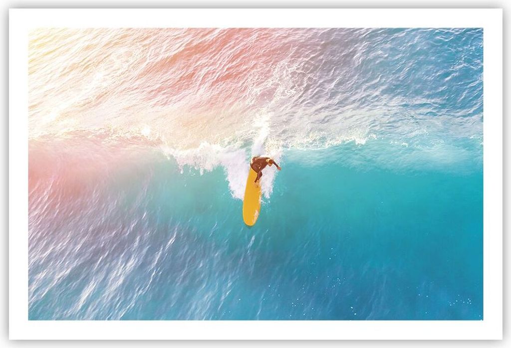 Poster - Poster ohne Rahmen - Surfen Welle Licht - 91,5x61 cm - Wand Bild - Wanddeko - Wandbilder - Kunstposter - Wandposter - Bilder - Kunstdruck ...