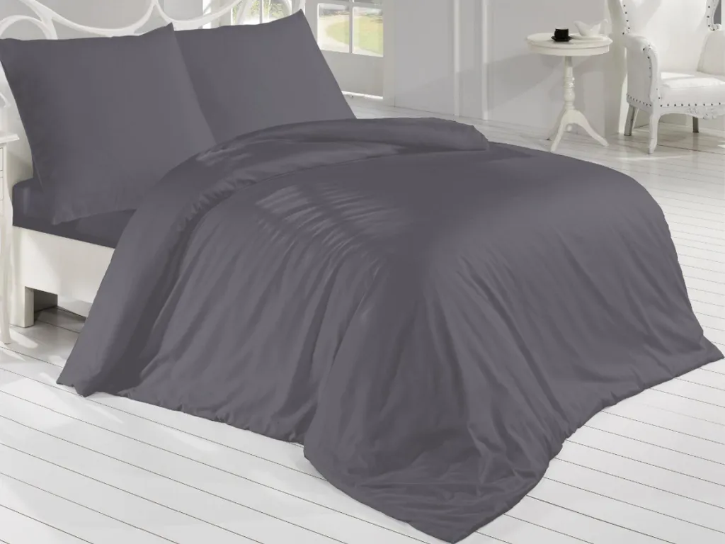 Biancheria da letto francese Satin 240x200, 70x90cm antracite