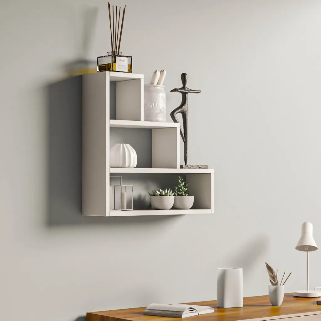 Étagère Murale en Forme de Pyramide Blanche Skye Decor - Meuble Déco