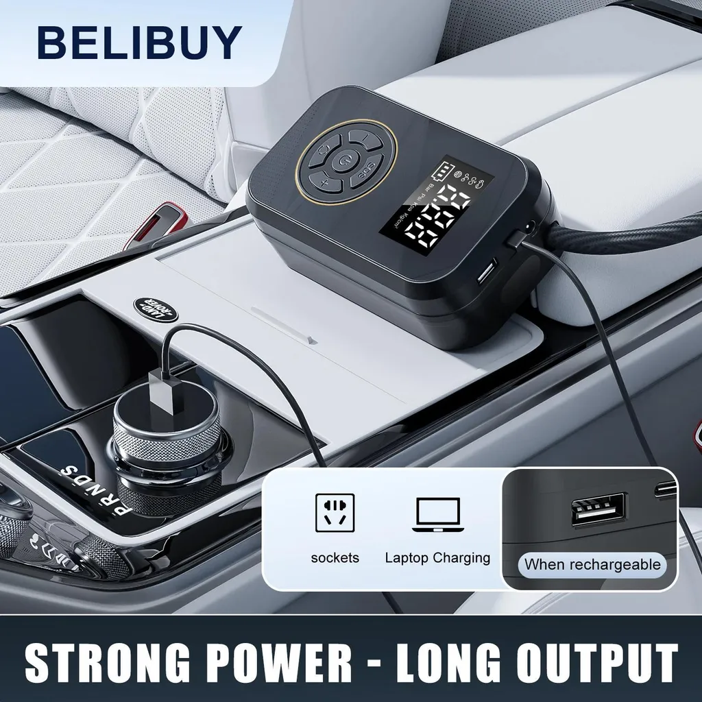 Pompe à pneus portable Mini-Compresseur Numérique USB Noir 5V - 6