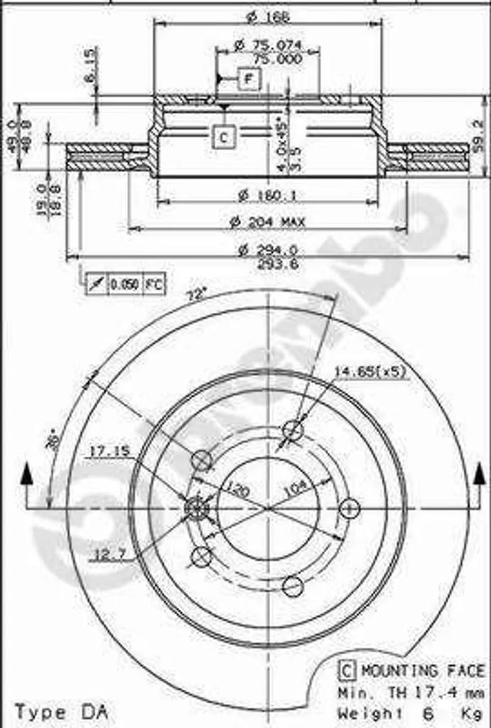 Disque de frein avant ventilé Brembo 09.7720.11 pour Volvo S40 I 644 et V40