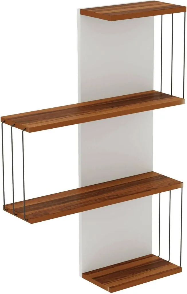 Batilda Étagère 64x19x96h cm en Chêne Brun à 3 Niveaux de Rangement
