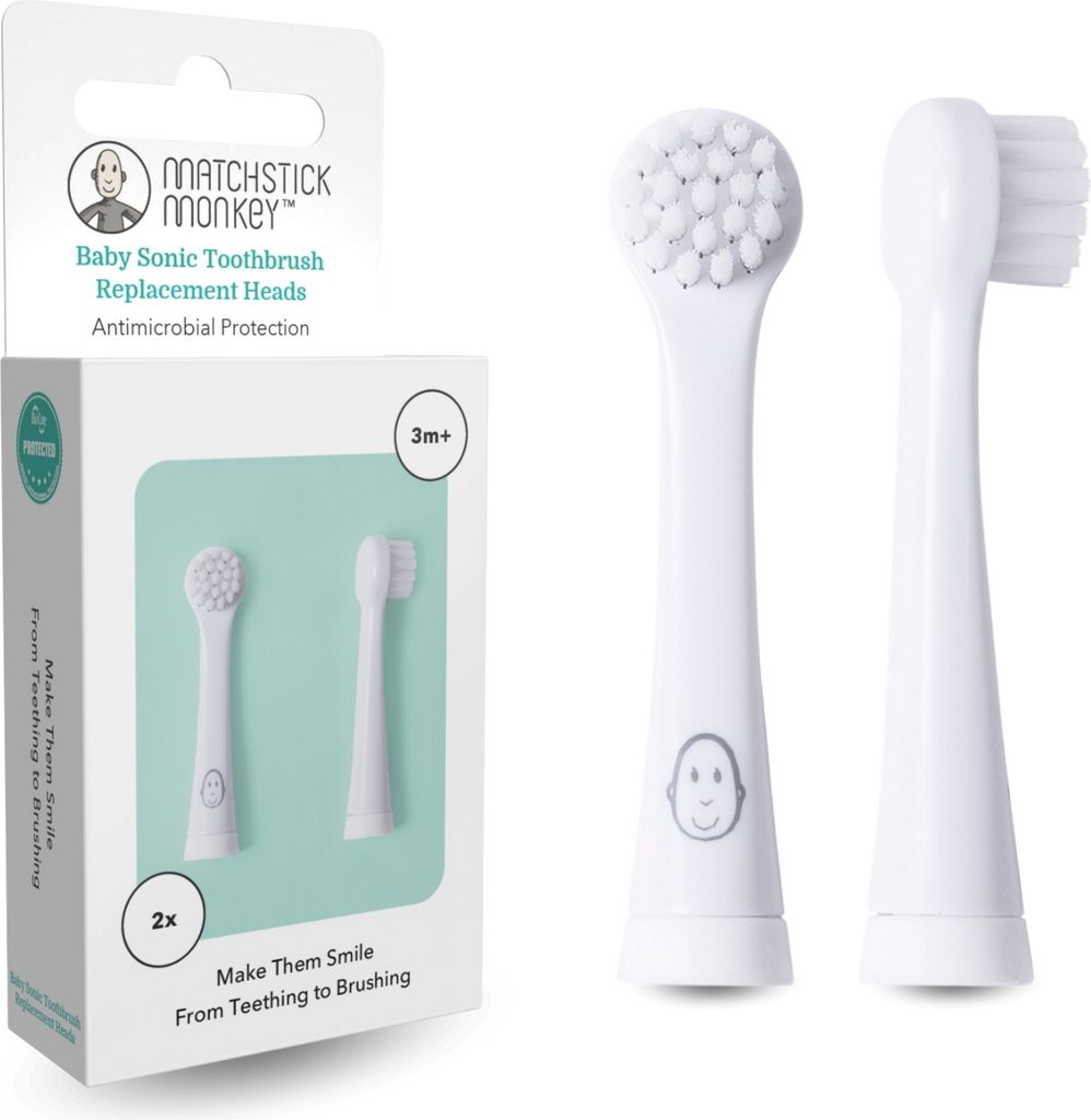 Matchstick Monkey Zahnbürsten Ersatzköpfe (2er Pack) für elektrische Zahnbürste