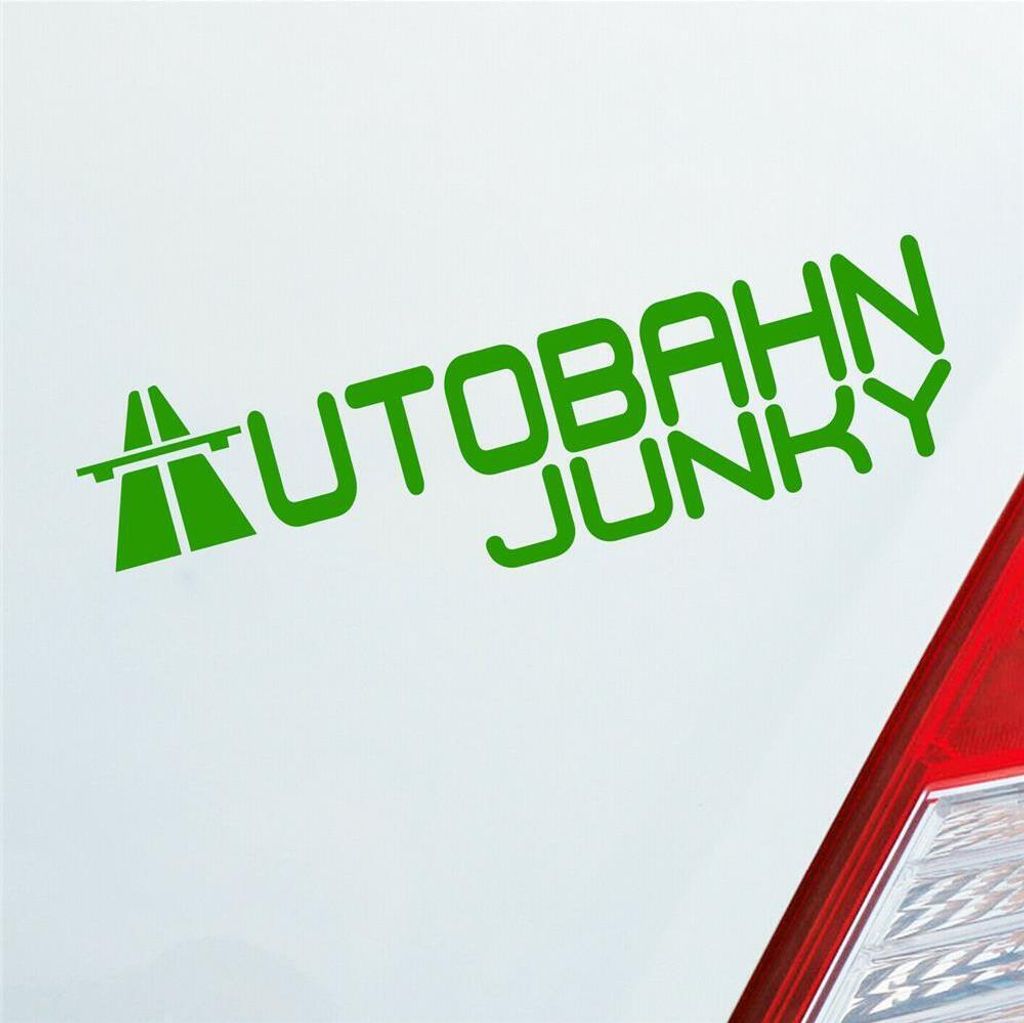 Auto Aufkleber Autobahn Junky Tuning Racing 15x5 cm Hellgrün Sticker Heckscheibenaufkleber