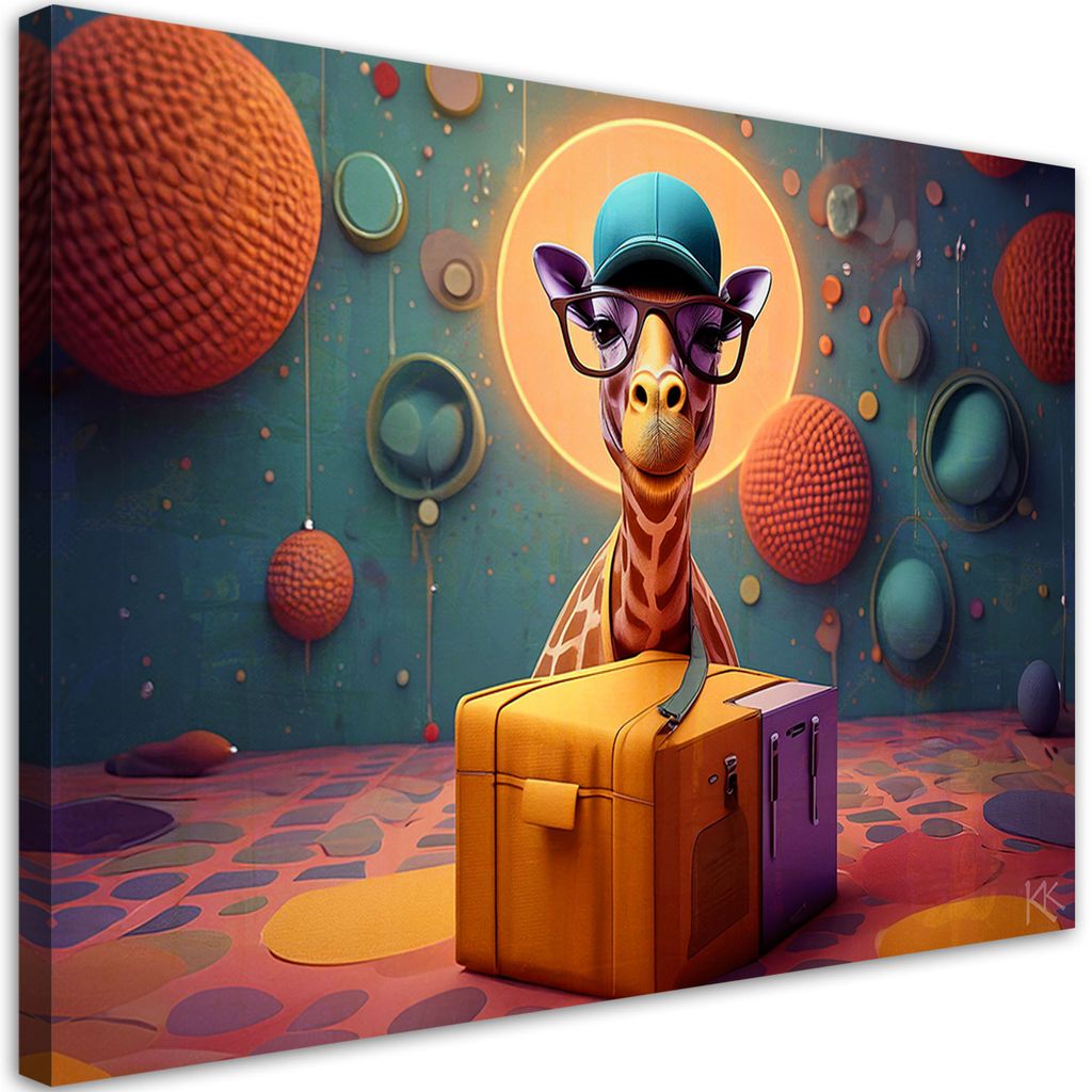 Leinwandbild Abstrakte Giraffe 100x70 Feeby Bunt bild für Produktbild 