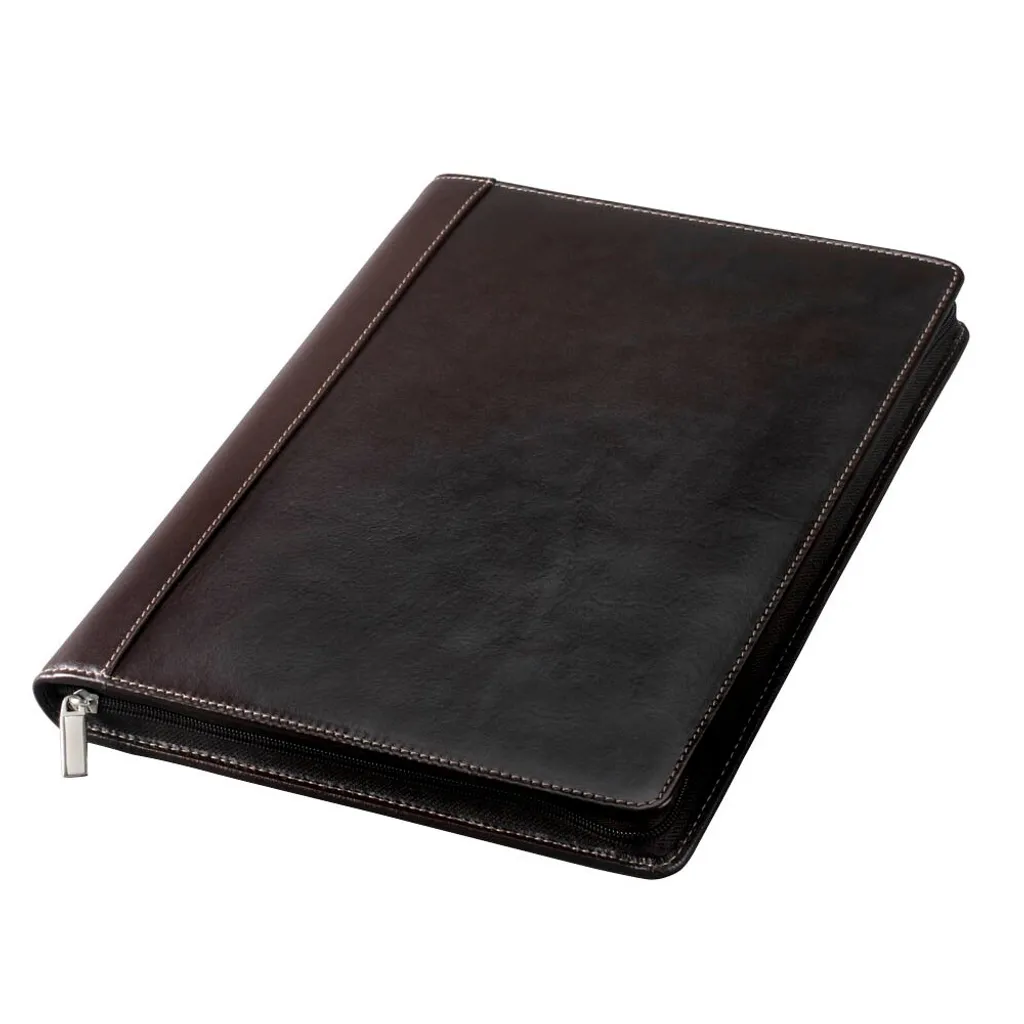 Conférencier A4 en cuir de luxe marron foncé Alassio MONACO pour pro