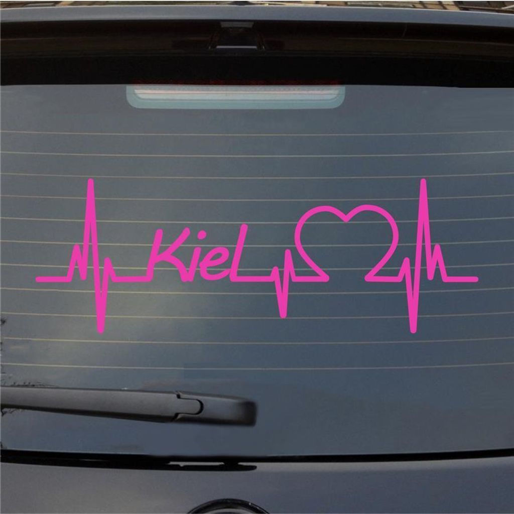 Heckscheibenaufkleber Kiel Herzschlag Puls Stadt Liebe 55x19 cm Pink Auto Aufkleber Sticker
