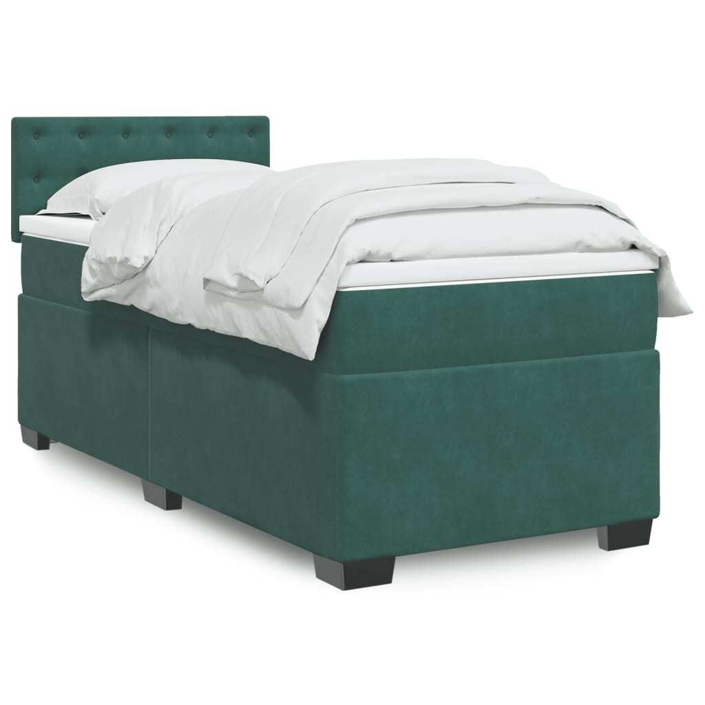 Maison Exclusive - Boxspringbett mit Matratze Dunkelgrün 100x200 cm Samt