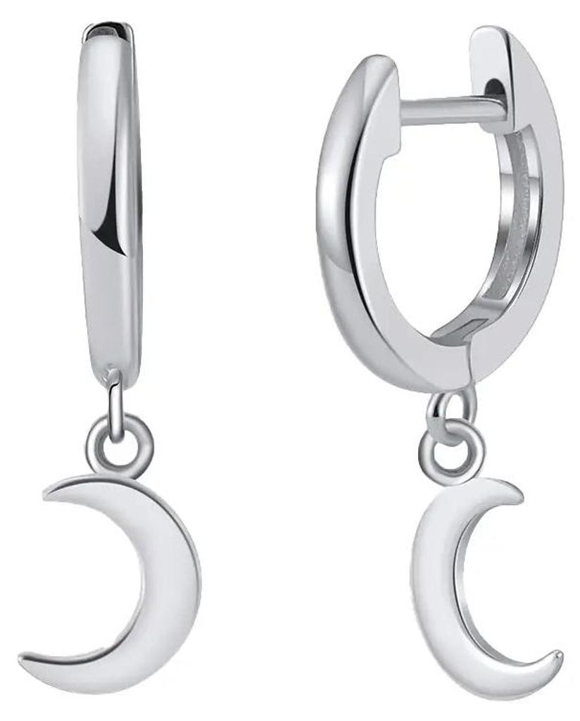 Suzan Gold Damen Huggie-Creolen aus 925 Silber mit Mond-Anhänger | Vergoldete Ohrringe | Hautfreundlich, wasserfest &