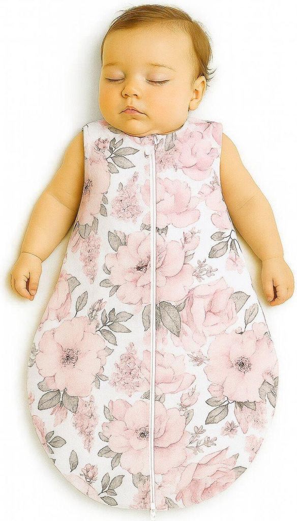 Babyschlafsack, Schlafsack, hautfreundliche Baumwolle im Sommer 0-6 Monate, Dauer 1,0, Sepia-Rosen