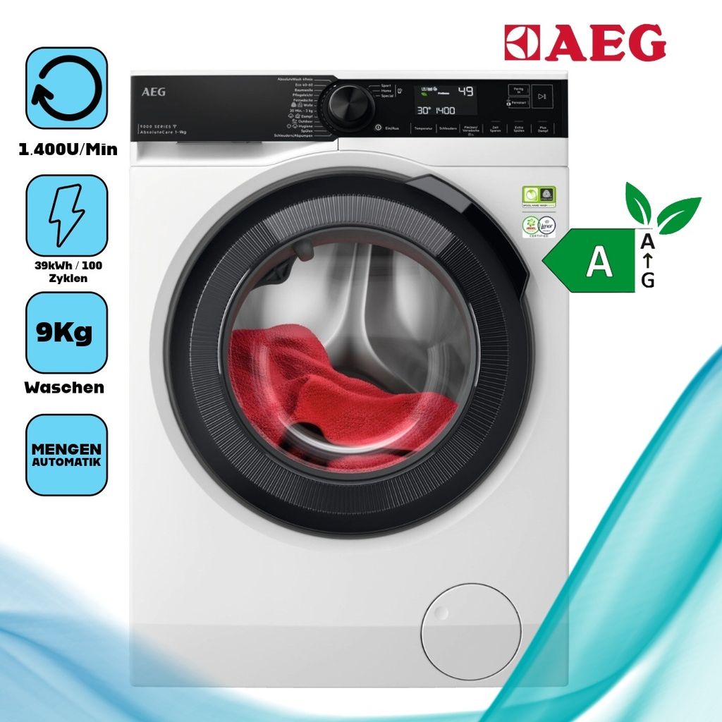 AEG 9000 AbsoluteCare® WiFi / 9 kg LR9W75490 Weiß Produktbild 