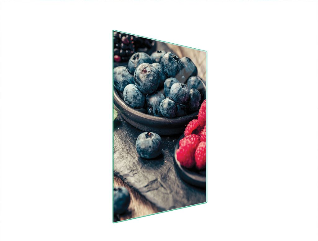 Herdabdeckplatte 35x52 Glaskeramikkochfeld Abdeckung Spritzschutz Glasplatte Deko Schneidebrett Blaubeeren Holz
