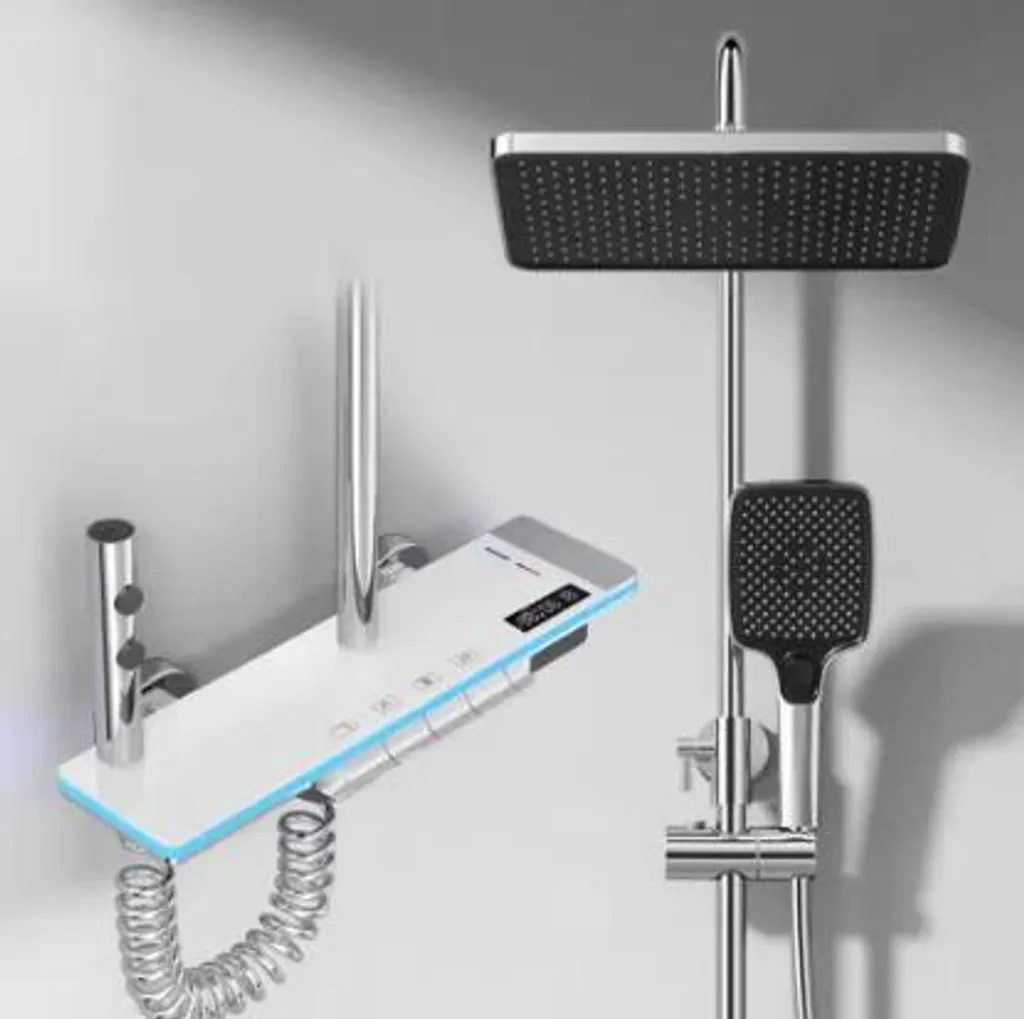 Mitigeur de douche design chrome avec colonne télescopique - 2