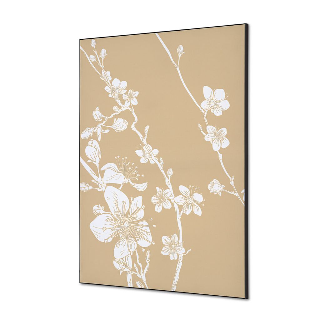 Showdown Spannstoff Wanddekoration - DIN A1 - Japanische Kirschblüte Beige - Schwarzer Rahmen