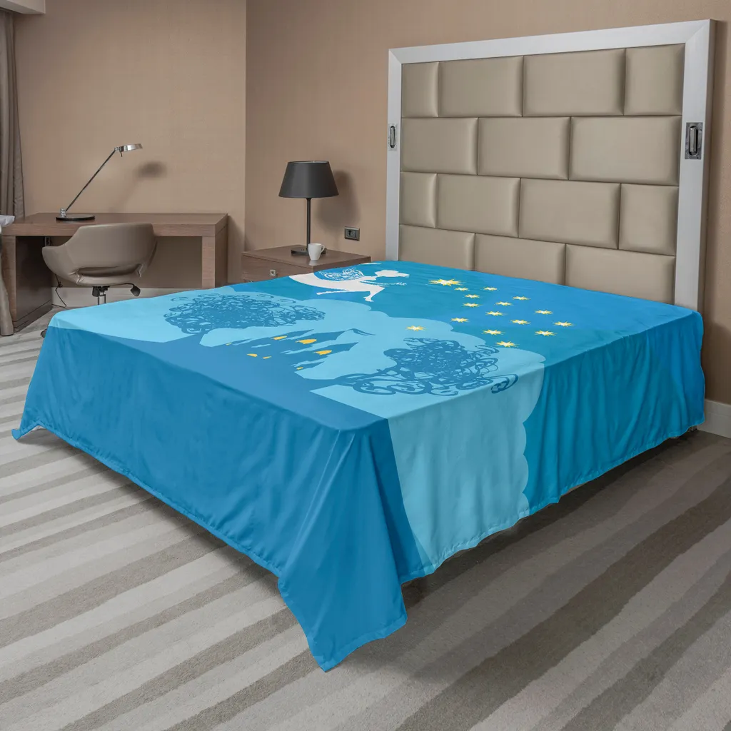 Drap plat ABAKUHAUS Princesse et Elfe Magique 244 x 205 cm Blanc et Bleu