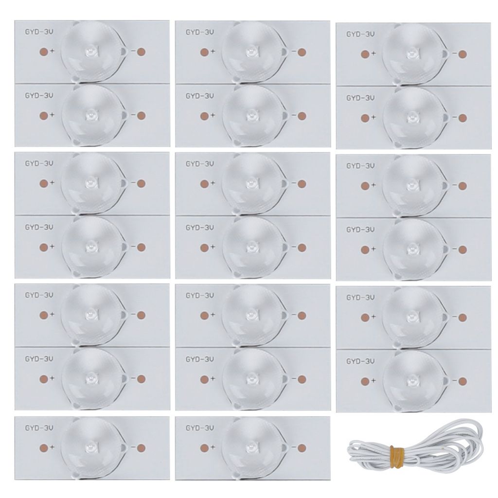 3V SMD-Lampenperlen mit Glasfaserplatte, konkave Linsenfilterstreifen für LED-TV-Reparatur, 20 Stück