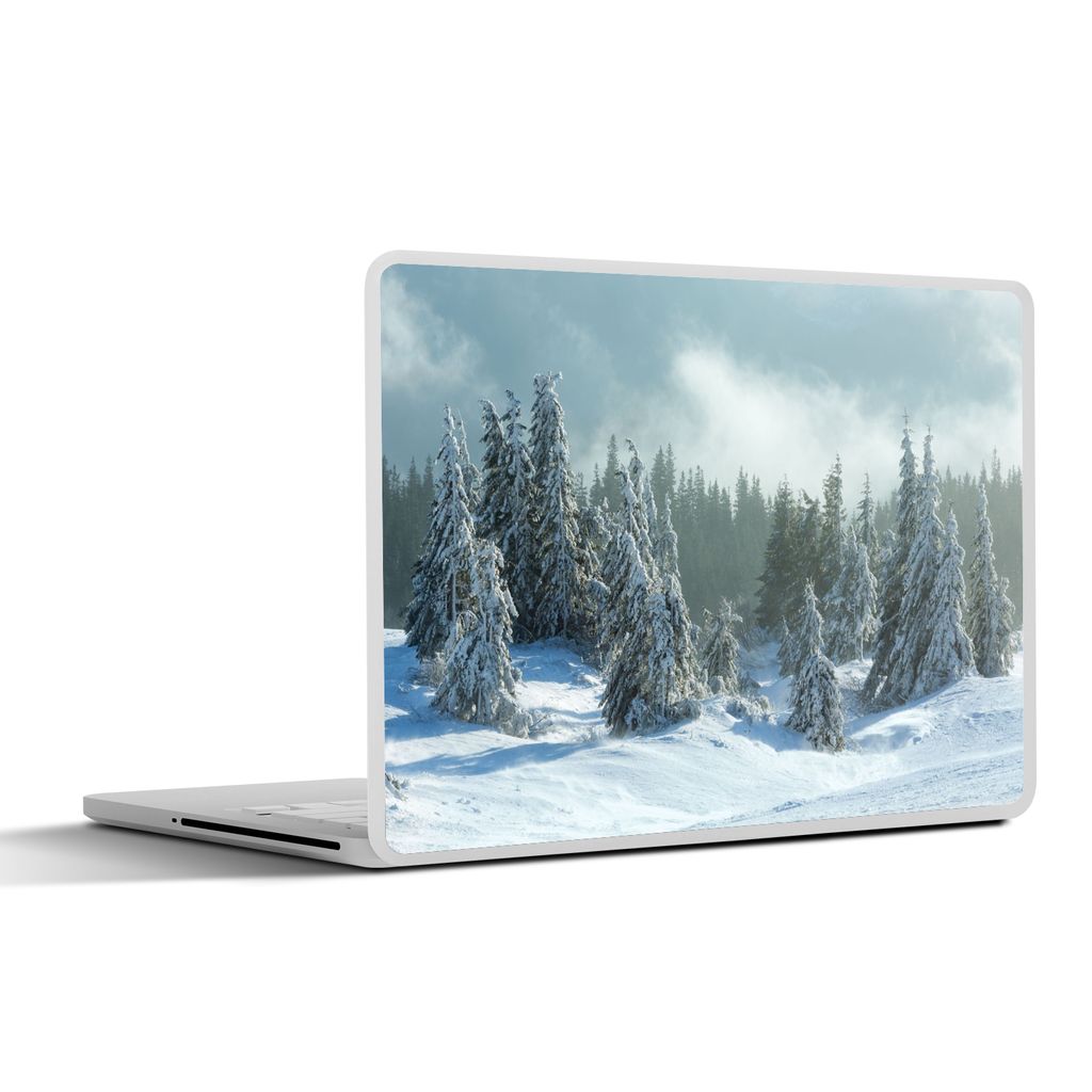 MuchoWow Laptop Aufkleber Sticker Cover Wald - Schnee - Winter 32.5x23.5 cm - Sticker für Laptop - Selbstklebend
