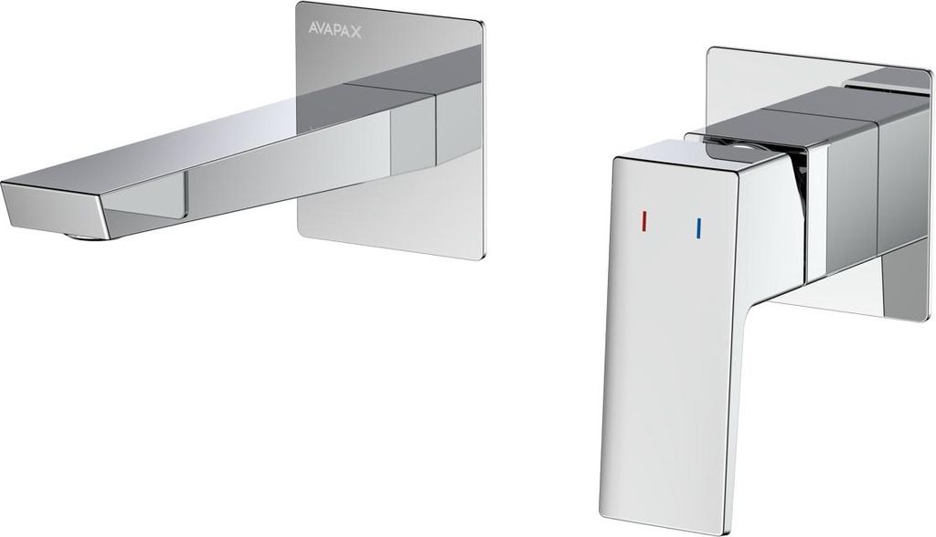 Avapax | Waschtischarmatur Unterputz - Chrom Hochglanz - Messingkörper - Keramikkartusche 35mm - Geometrisches Design