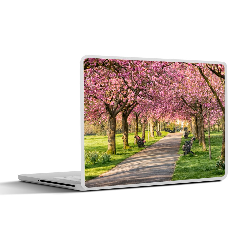 MuchoWow Laptop Aufkleber Sticker Cover Bäume - Blüte - Rosa 36.5x27.5 cm - Laptop-Sticker