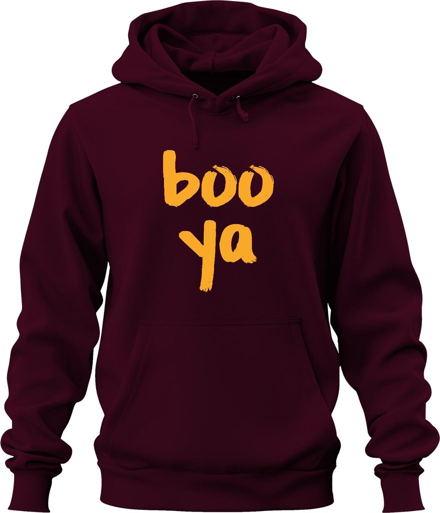 boo ya Halloween Spruch Lustig Grusel Geschenk Party Retro Orange Uni Hoodie Kapuzenpullover, Burgundy, 3XL