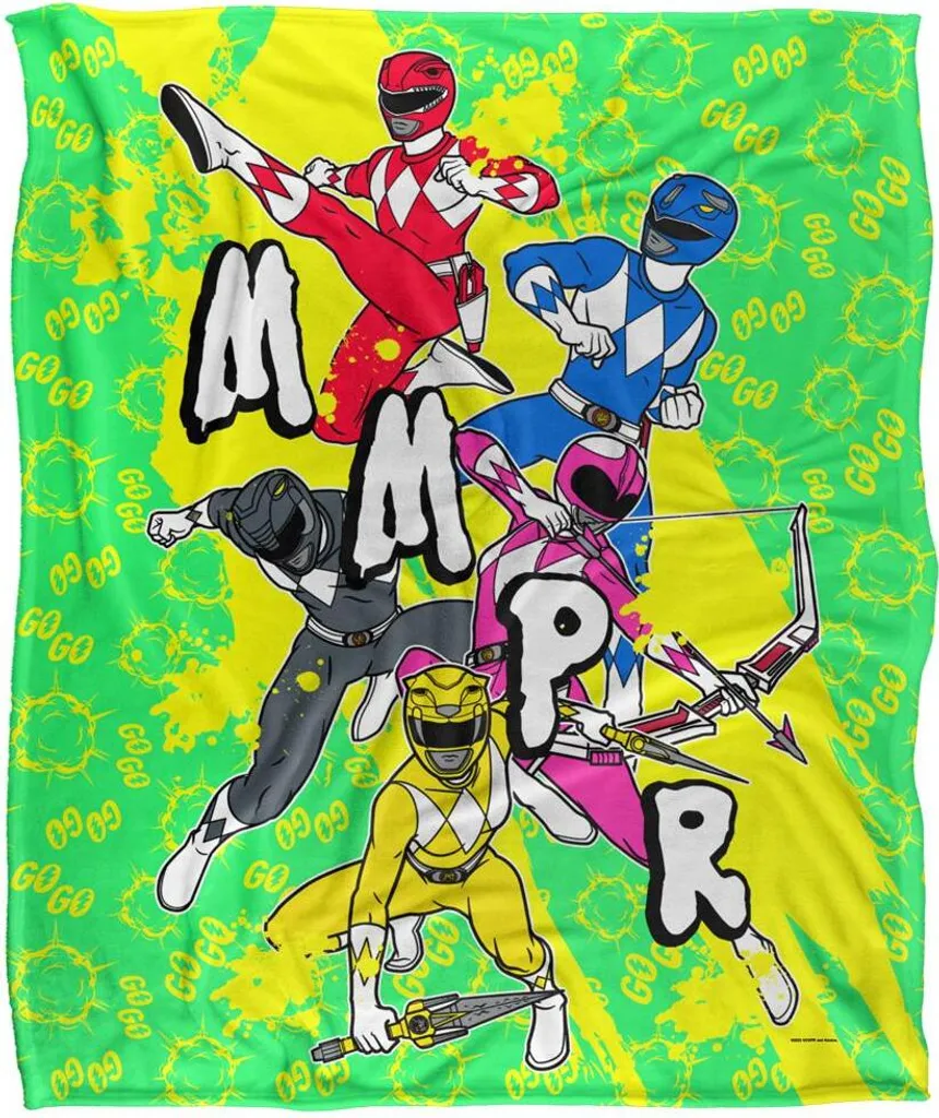 Couverture Power Rangers TV19023 Photo de Groupe Multicolore 130x160cm