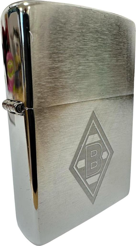Zippo Feuerzeug Borussia Mönchengladbach chrom mit Logo-Gravur Sturmfeuerzeug Fanartikel