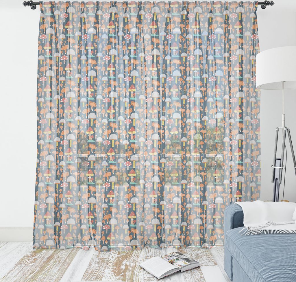 ABAKUHAUS Pilze Wandteppich, Verschiedene Formen Blots auf einem dunklen Hintergrund Teal, Wohnzimmer Schlafzimmer seidiges Satin Wandtuch, 240 cm ...