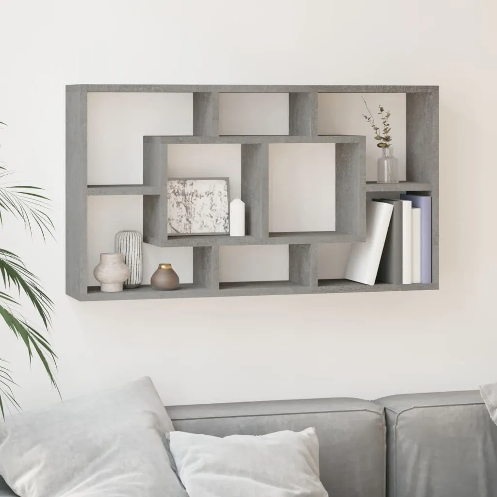 The Living Store Scaffale a Muro 8 Scomparti Grigio Cemento Moderno