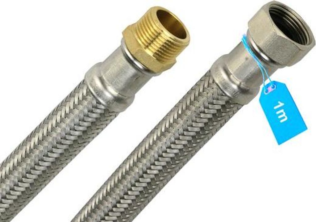 Zulaufschlauch Verlängerung mit Edelstahlumflechtung 3/4' AG x 3/4' IG - Waschmaschinenschlauch Spülmaschinenschlauch Flexschlauch Panzerschlauch...