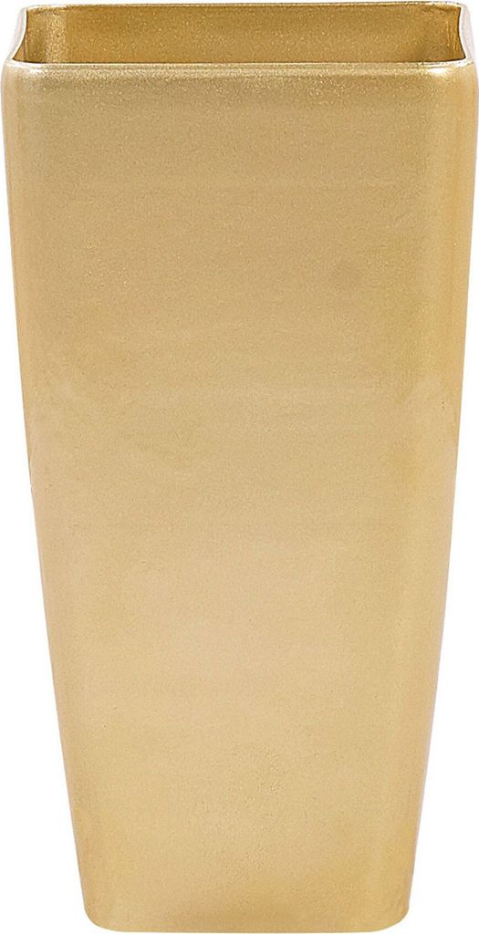 BELIANI Blumenkübel Gold Steingemisch Kunstharz und Glasfaser 30 x 30 x 57 cm Rechteckig Modern Gartenaccessoires Gartenzubehör Terrasse Balkon