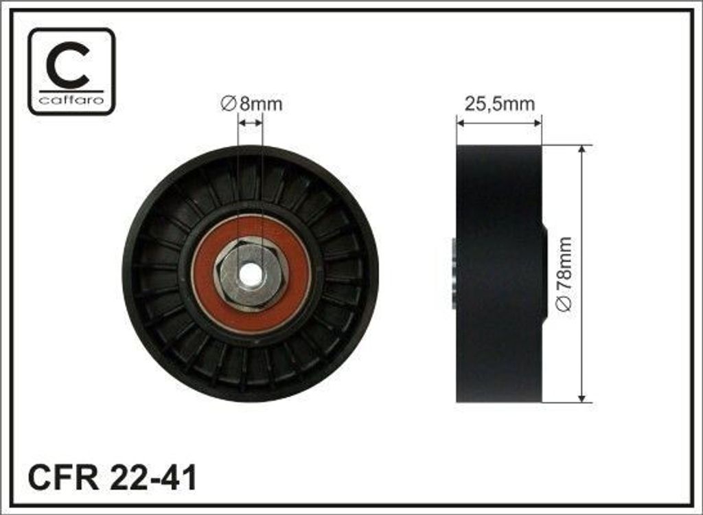 CAFFARO 22-41 Umlenkrolle Keilrippenriemen 78mm für VW Produktbild 