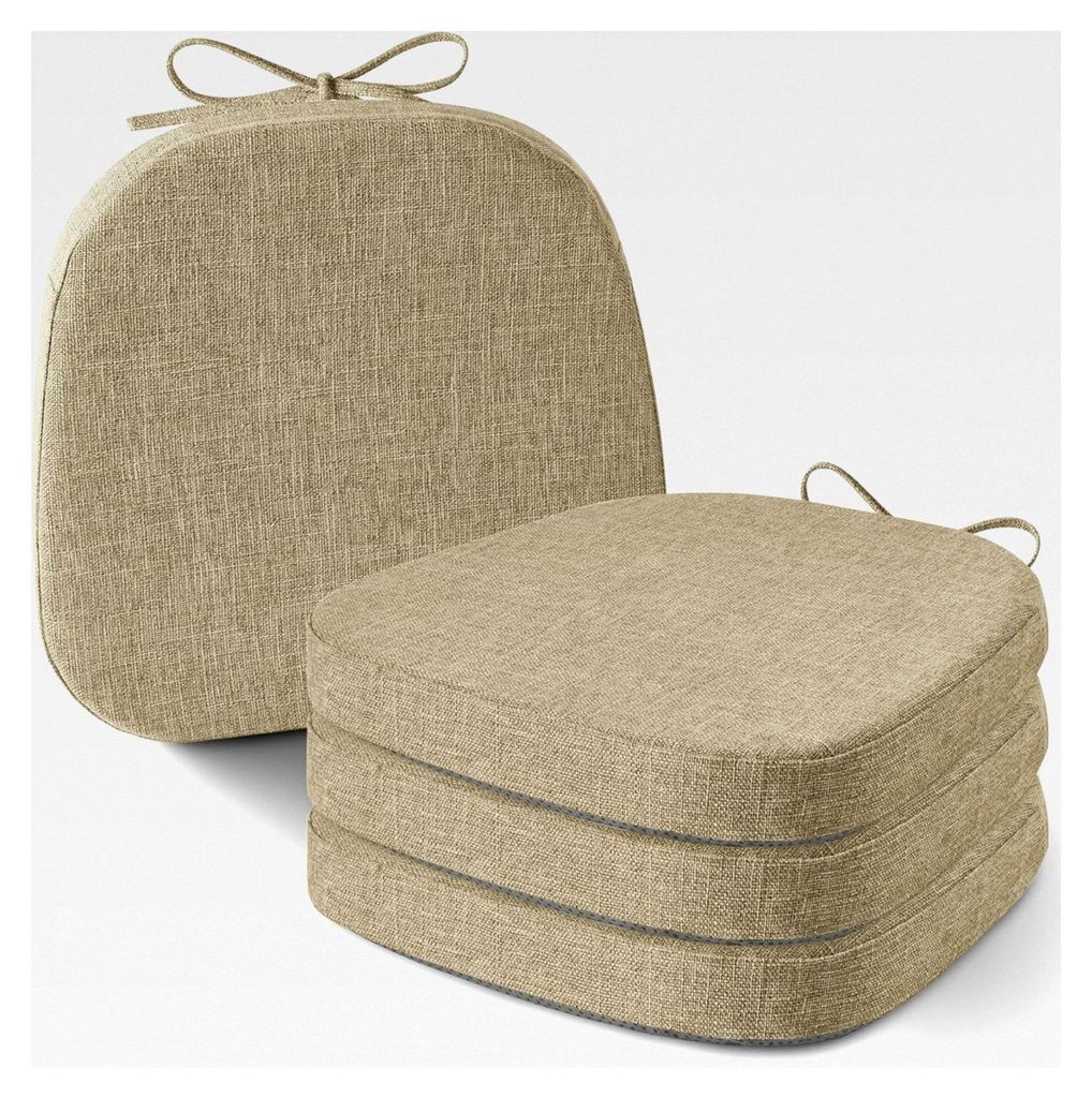 4er-Set Stuhlkissen für Metallstühle, 35x35 cm Sitzkissen mit Bändern – rutschfeste, dicke Sitzpolster mit strukturierter und abnehmbarer Hül...