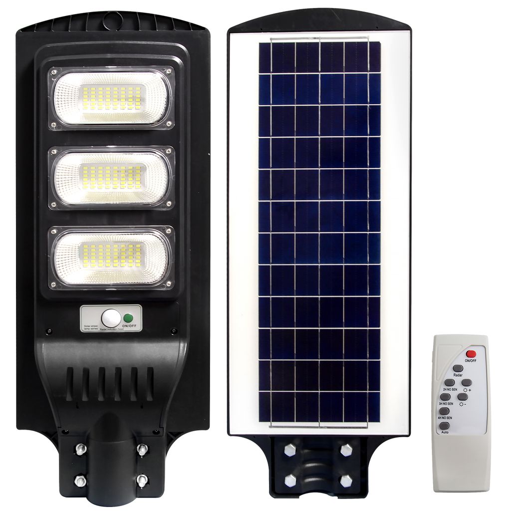 MasterLED Solar Straßenleuchte 150W – 6000K Kaltweiß – IP65 Schwarz – PIR Sensor Fernbedienung – Außenlampe Mastmontage