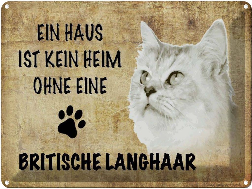vianmo Blechschild 30x40 cm britische Langhaar Katze