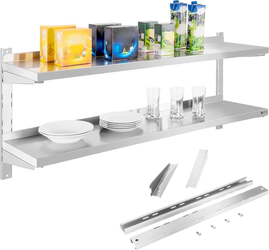 Doppeltes Wandregal aus Stahl, verstellbar, 140cm Produktbild 