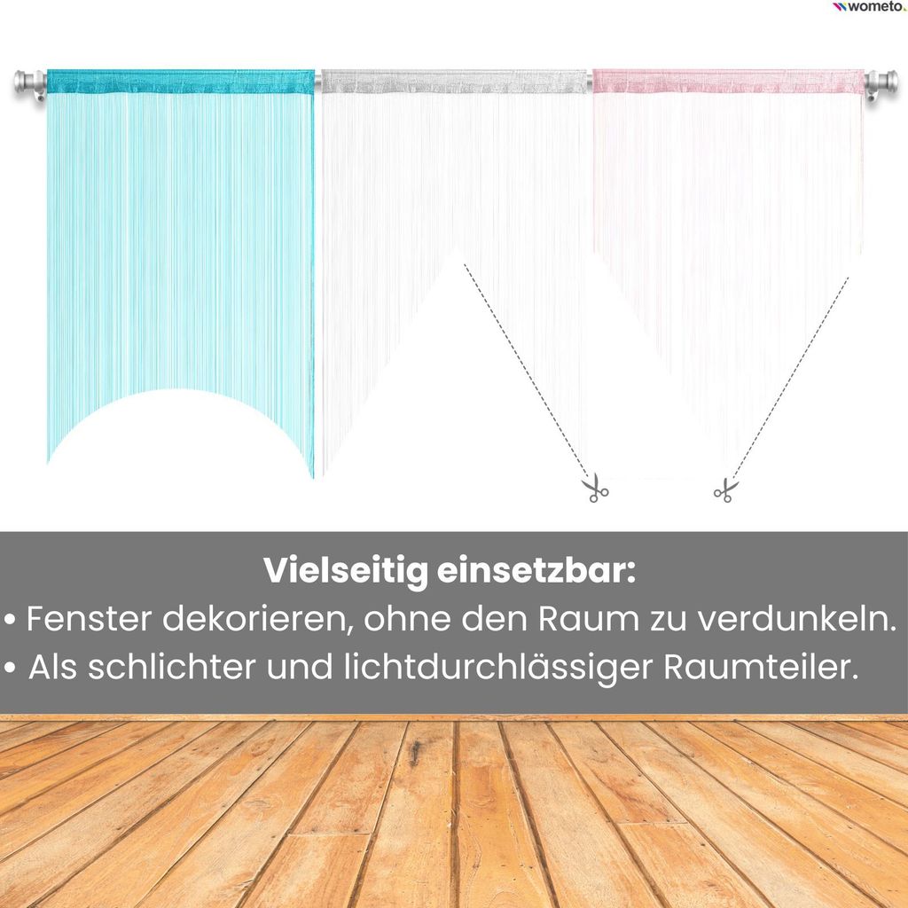 wometo Fadenvorhang Türvorhang Fäden 90x245 weiß - Produktbild 6
