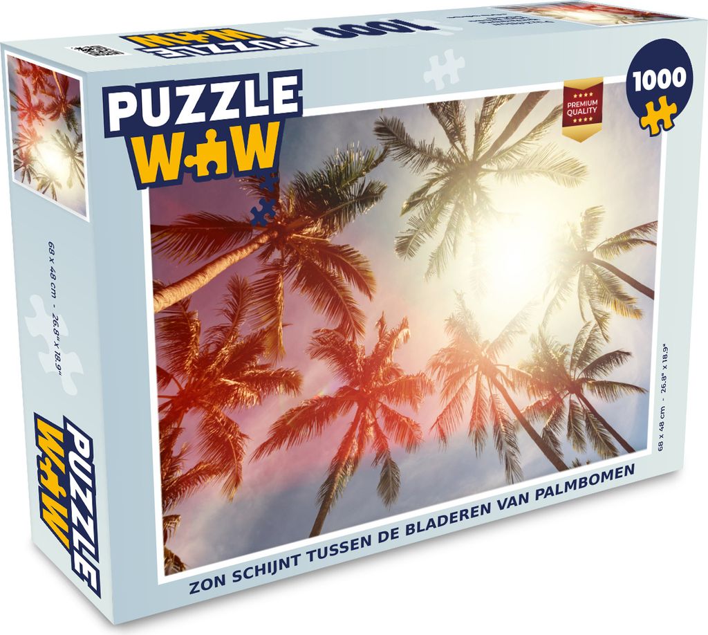 MuchoWow Puzzle 1000 Teile Die Sonne scheint zwischen den Blättern der Palmen - Erwachsene - Rätsel