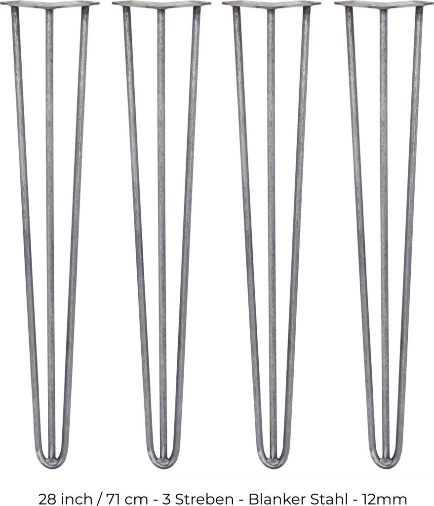 4 x Tafelpoten van 71 cm, model "Hairpin", met 3 strepen - Productafbeelding 