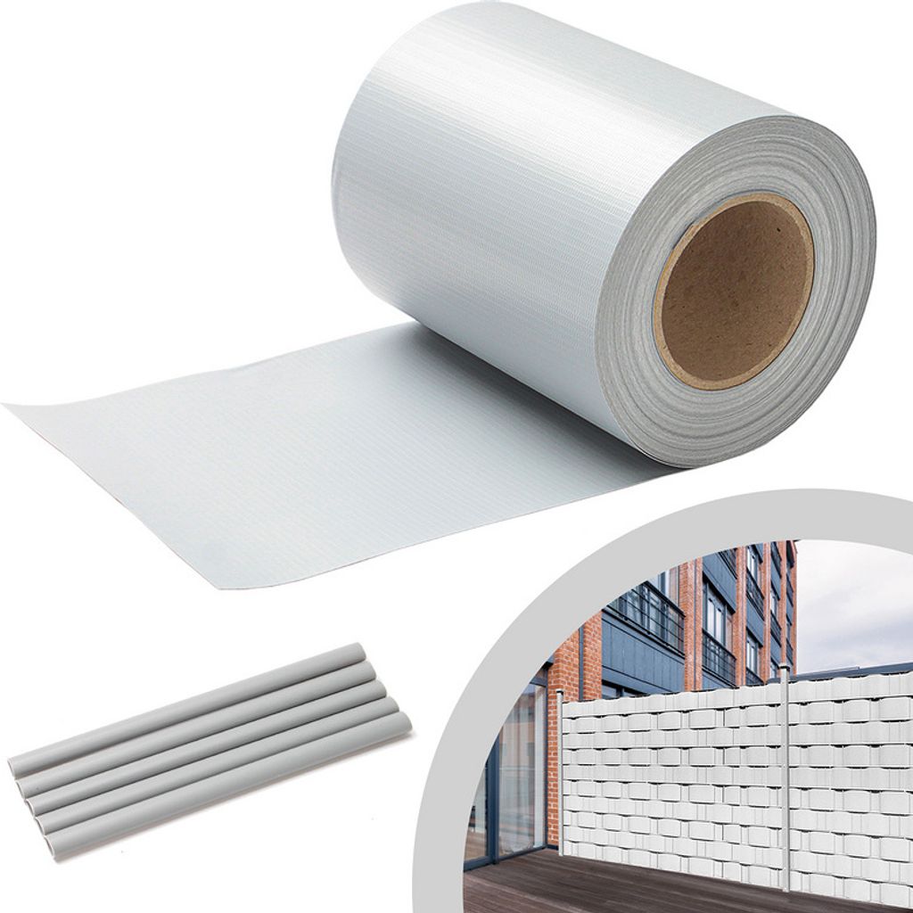 Faziango Sichtschutzstreifen PVC Doppelstabmatten Zaun windfest & wetterfest, 3 Rollen á 70m x 19cm Grau