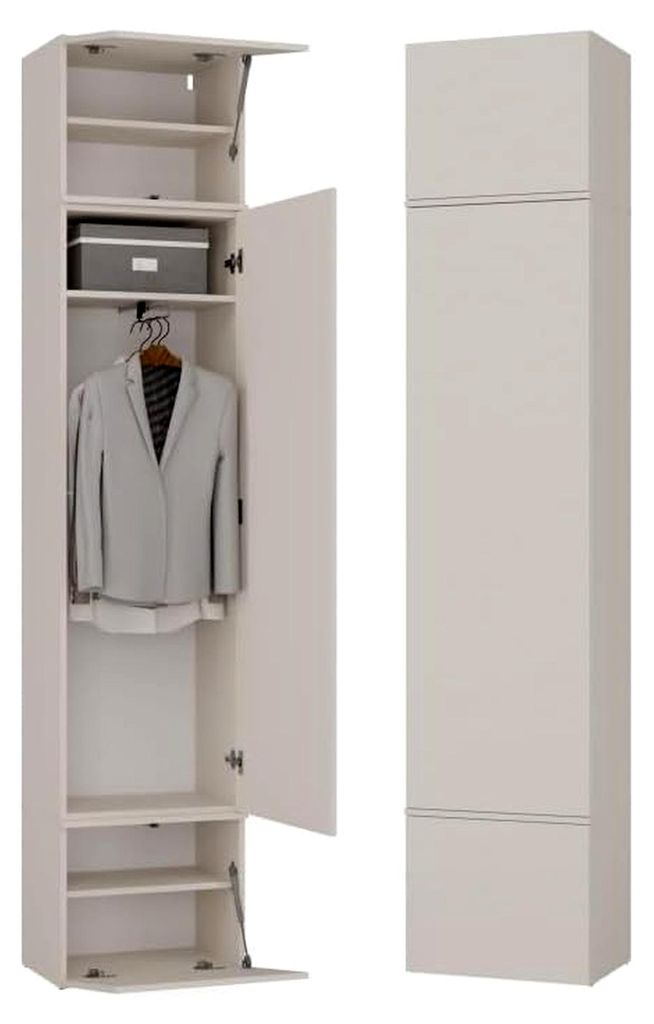 Garderobenschrank mit 1 Tür für Schuhe und Jacken – Stauraumschrank mit Kleiderstange – Dielenschrank mit Ober- und Unterschrank für Büro, ...