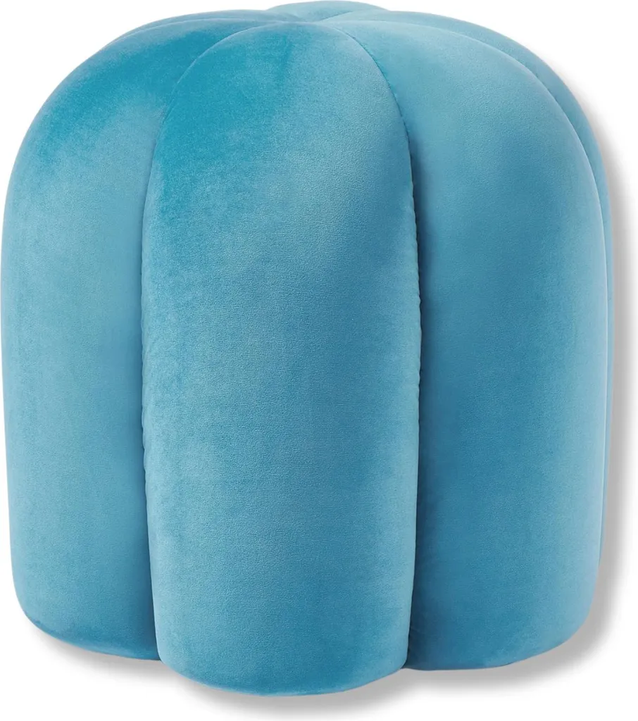 Pouf en Velours Côtelé Bleu Cali | Assise Moelleuse et Finition Chic