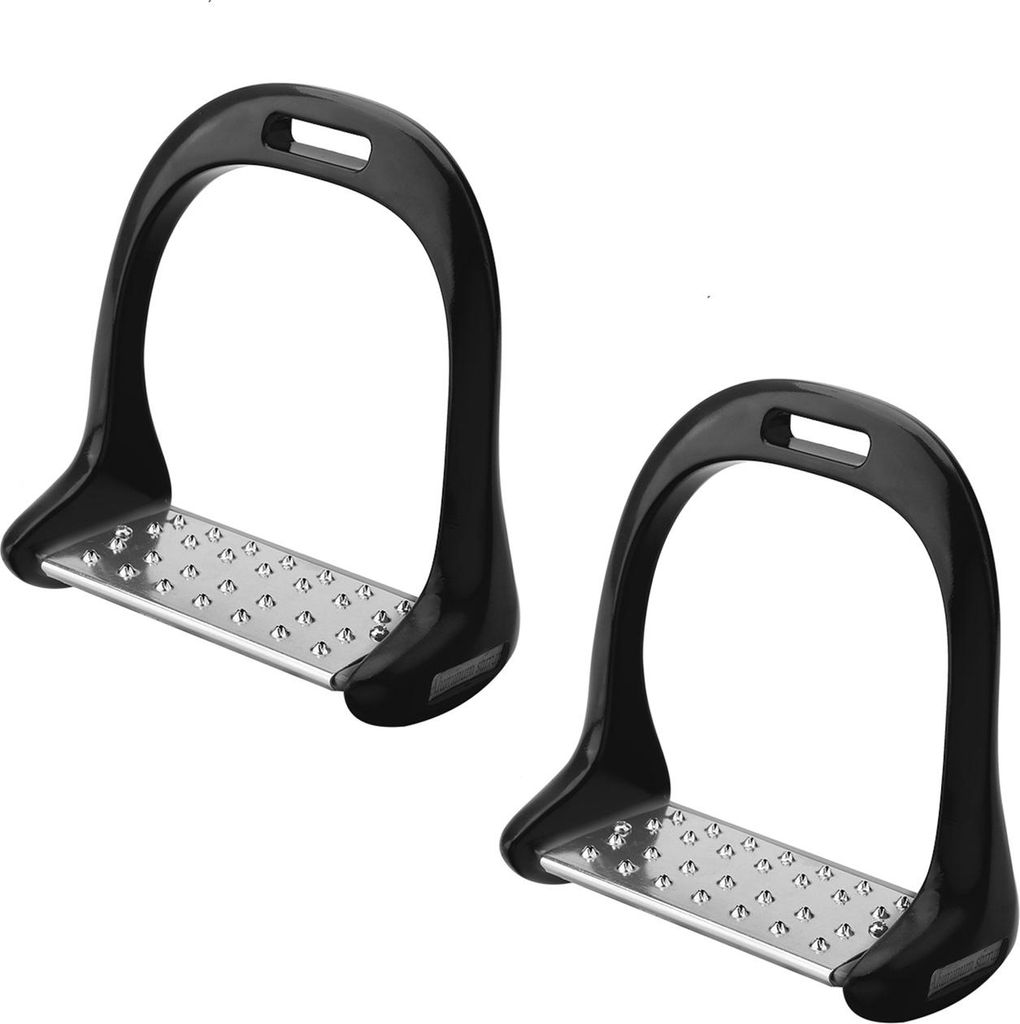 Reitbügel Edelstahl Nonslip Pad Reitblock Aluminium Sattel mit Malen schwarz